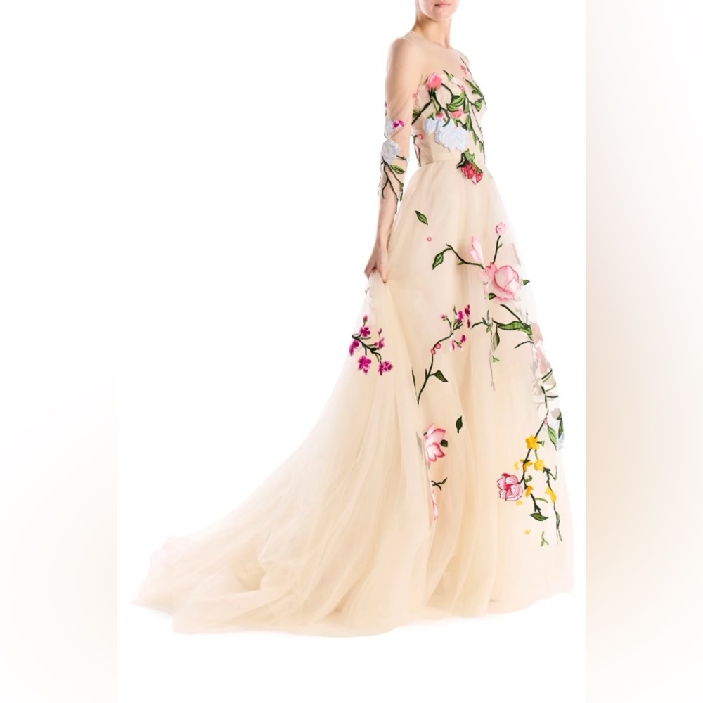 Monique Lhullier Floral Embroidered gown